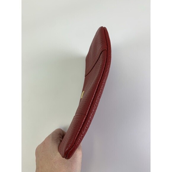 Lodis Red Pebble Leather Wristlet Bag Clutch Pouch Zip Purse Travel Phone Pocket - Picture 4 of 10